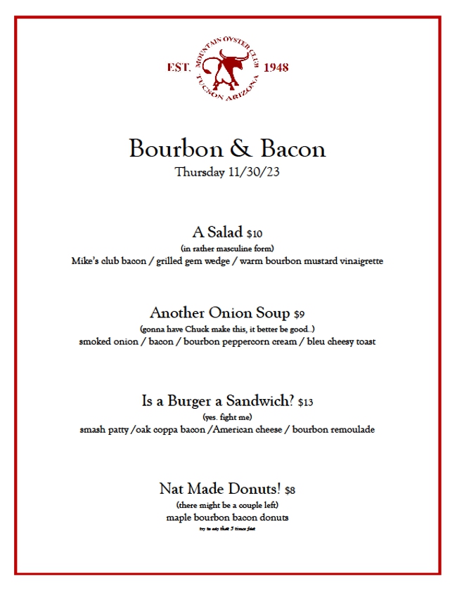Bourbon and Bacon 11-30-2023
